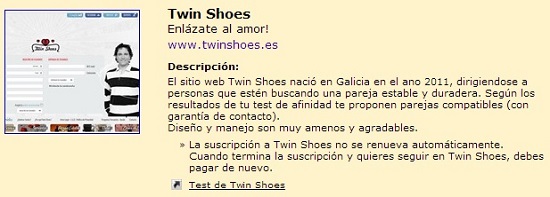 Twin Shoes recomendada por la Gran Guía de Sitios de Encuentros