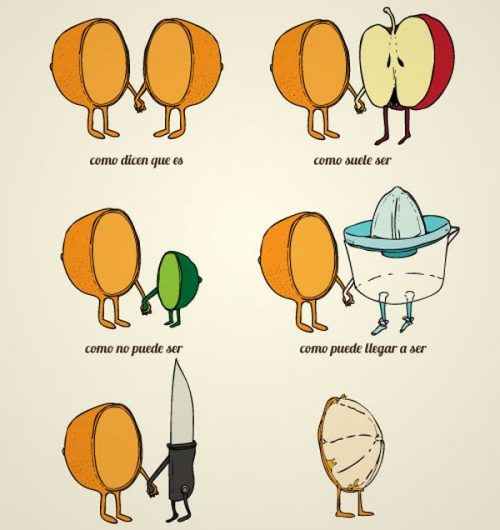 Viñeta de humor: tu media naranja