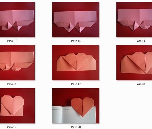 Pasos del 13-20 marcapáginas de corazón